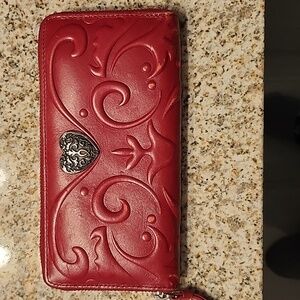 Brighton Cordoba Red Leather Wallet w/detachable crossbody strap